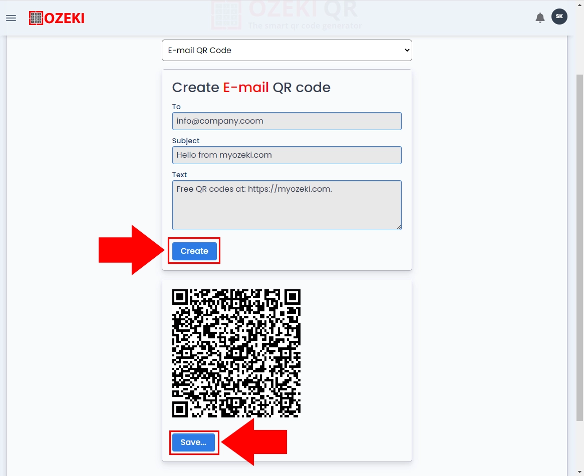 create email qrcode