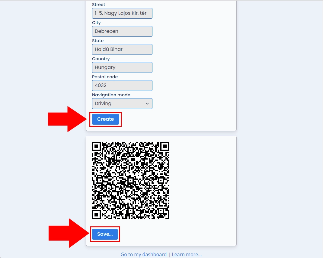 create directions qrcode